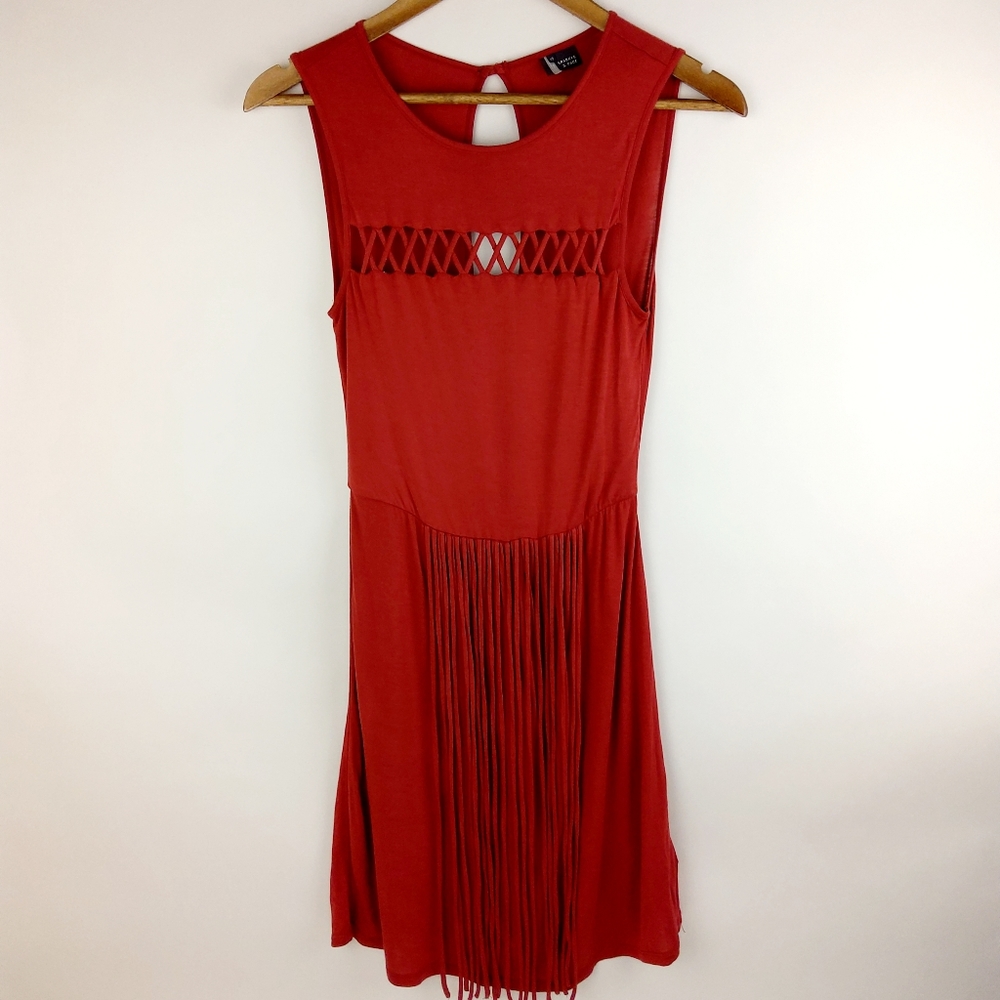 Sparkle & Fade Dusty Rose Fringe Dress XS